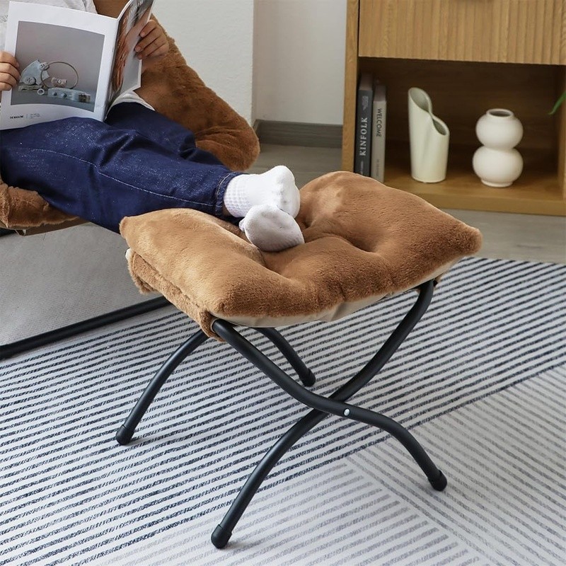 Folding Ottoman Footrest Stool Portable Collapsible Padded Accent Stool New