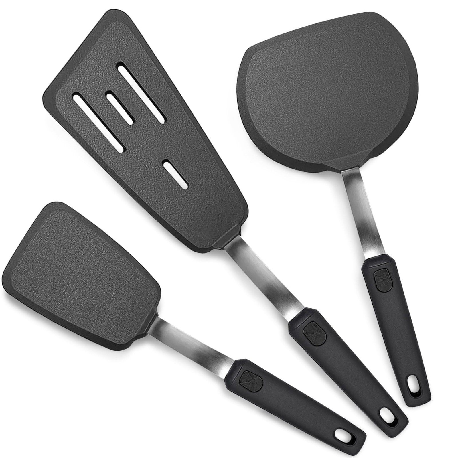 3 Piece Silicone Spatula Turner Set, 600°F Heat-Resistant Nonstick Kitchen Co...