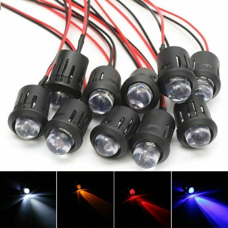 DC5V 12V 5MM LED Diode Light Clear 20cm Cable Pre-Wired With BL Plastic Holder