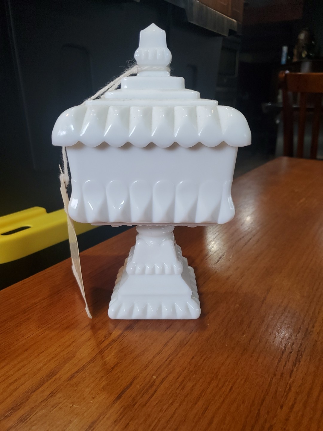Vintage Westmoreland Milk Glass Lemon Zest Candle 9 1/2"  w/Lid