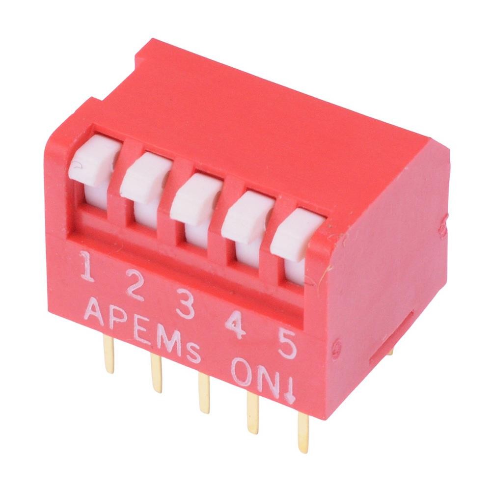 NDP05 APEM 5-Way Piano DIP Switch 2.54mm SPST