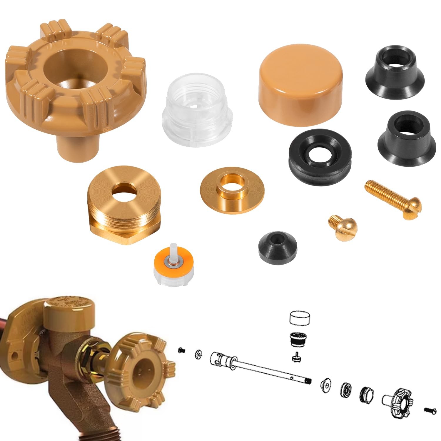 RK-17MH Repair Kit Metal Handle,Outside Faucet,Compatible with Woodford Model 17