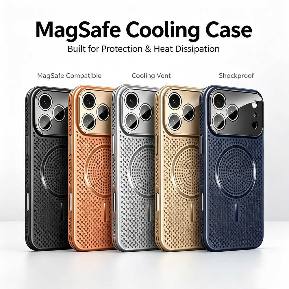 Magnetic Cooling Case for iPhone 12 13 14 15 16 17 Pro Max Plus Camera Protector