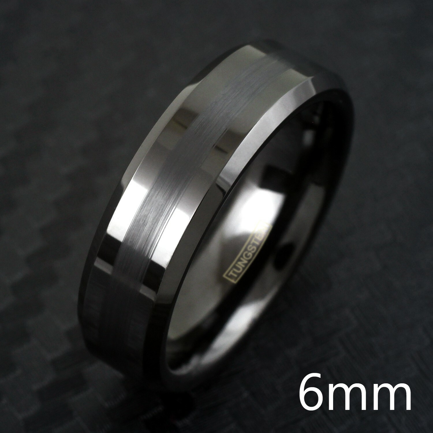 Black Tungsten Carbide Thin Brushed Wedding Band Ring - Engraving Avail.
