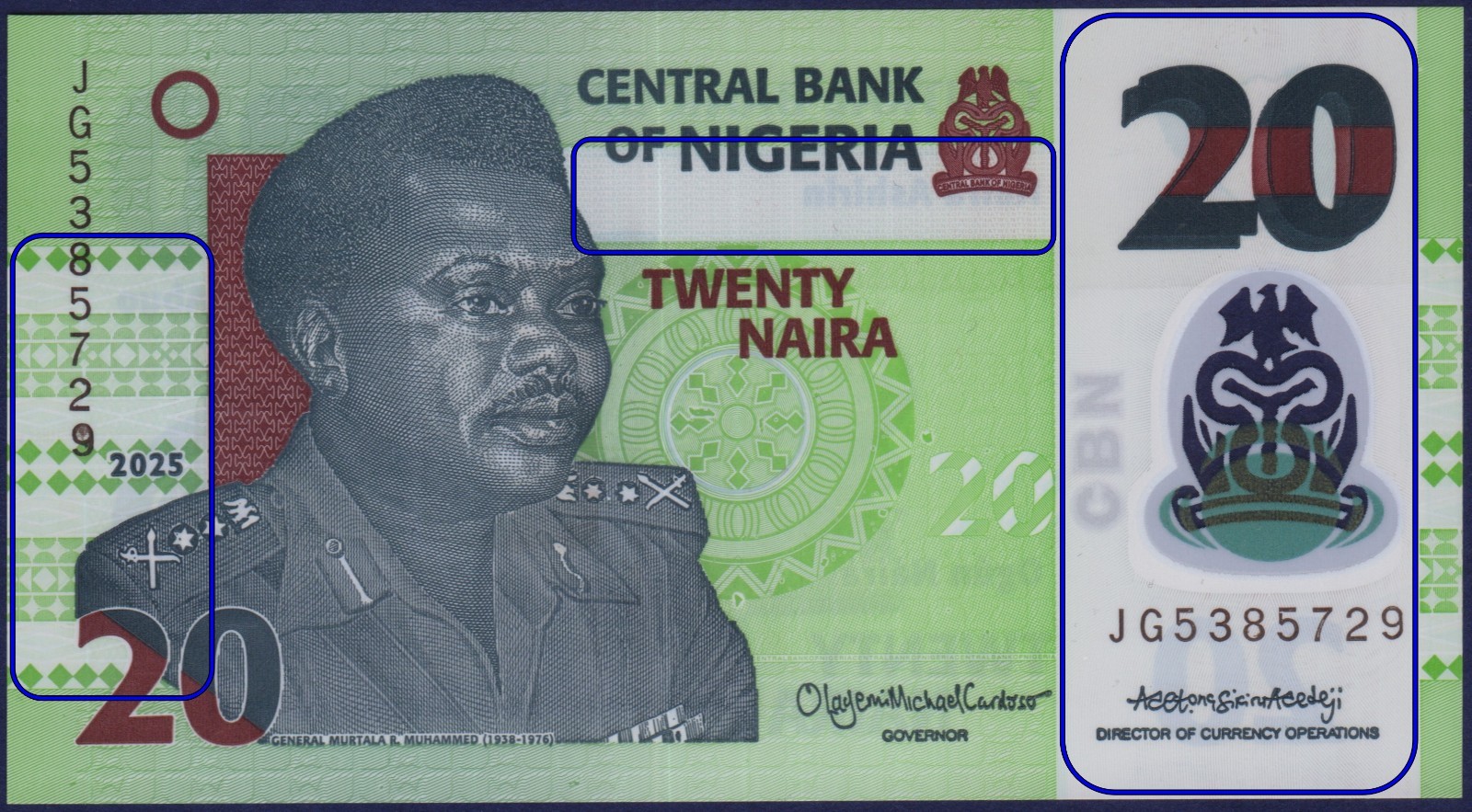 NIGERIA - 20 Naira - P34 - Major Printing ERROR - POLYMER - 2025 - Perfect UNC