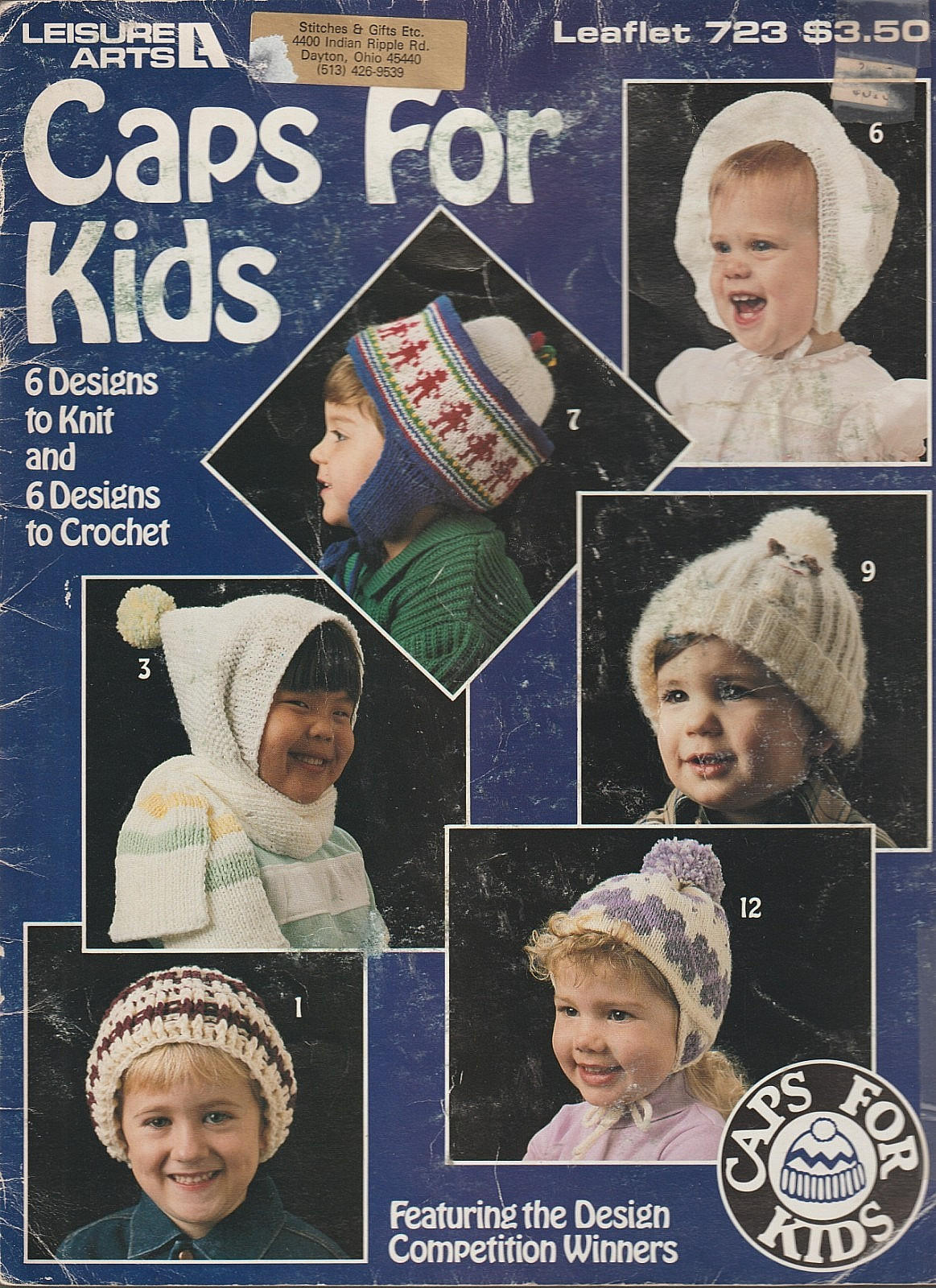 Caps for Kids- 6 Designs to Knit and 6 to Crochet - CROCHET & KNIT PATTERN #723