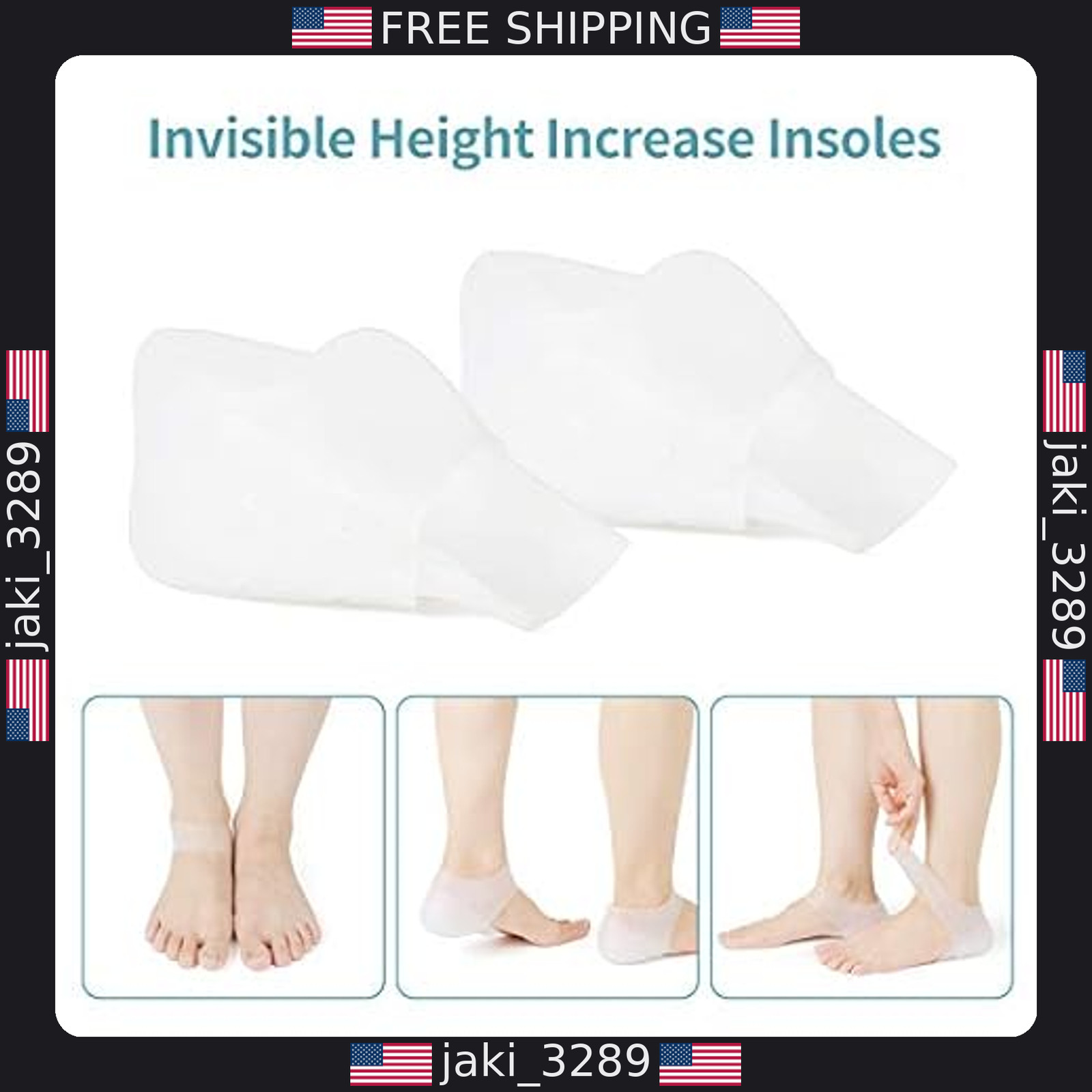 Height Increasing Silicone Heel Insoles - Comfortable Foot Elevators for All