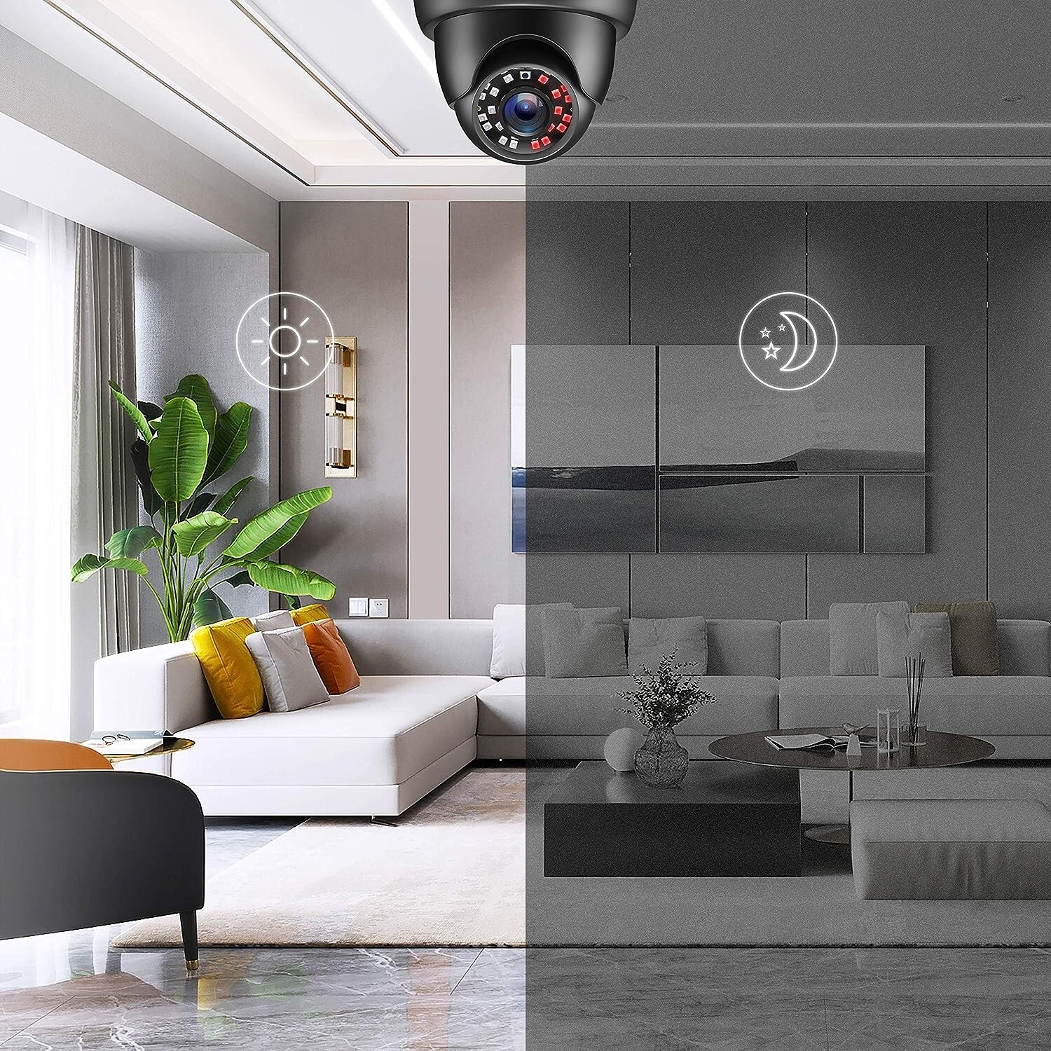 Camara de Seguridad Para Casas Vision Nocturna 1080p Camara Vigilancia Exterior