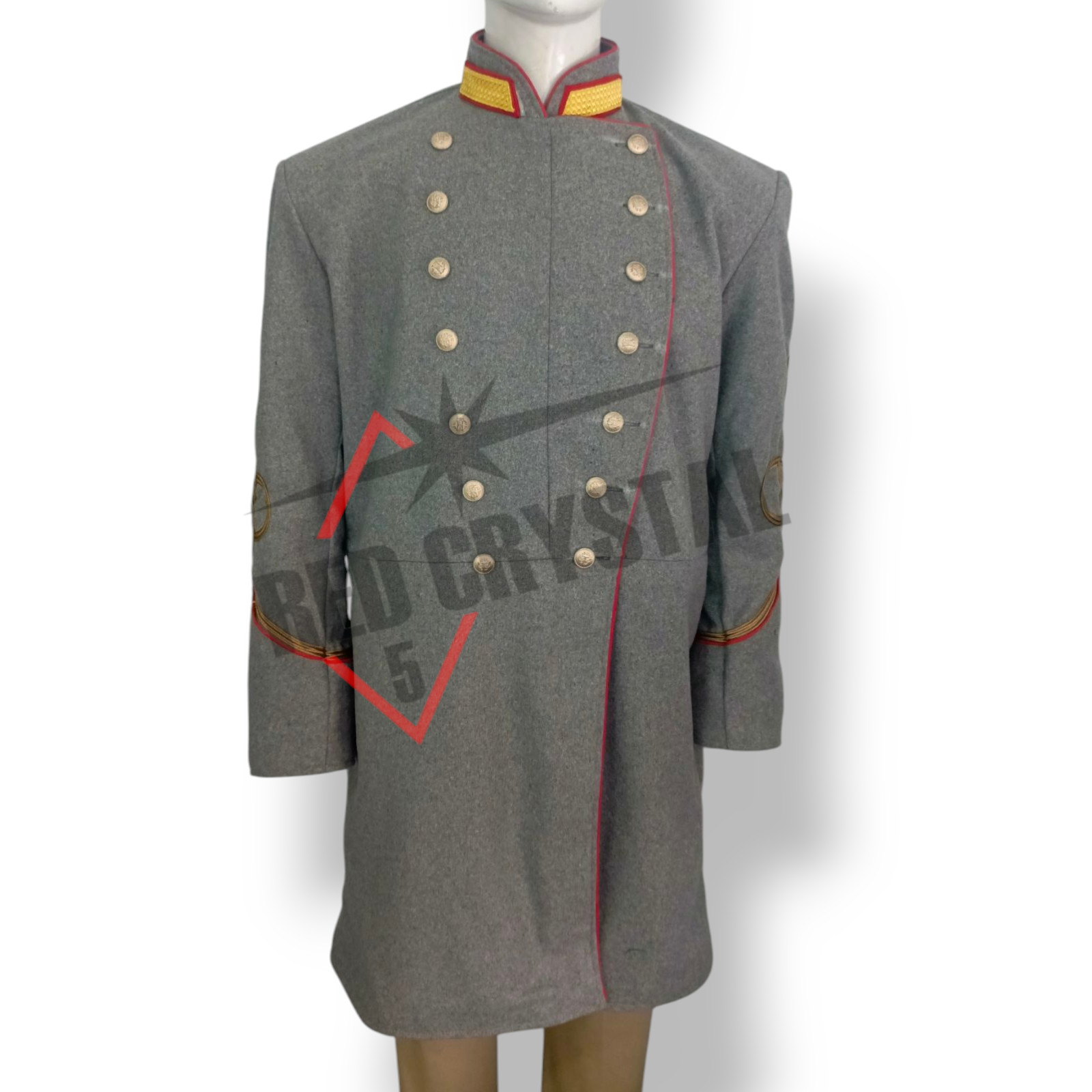 New US Civil War Double Breast Gray Frock Coat Sky Cuff Collar 1,2,3,4 Row Braid