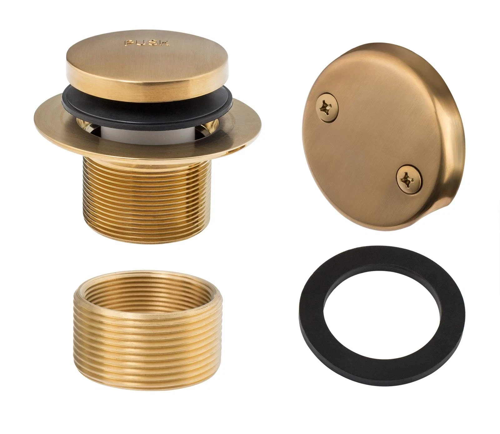 Artiwell TipToe Bathtub Drain Trim Set 3.23''x3.23''x2.2'' Brushed Gold 629907BG