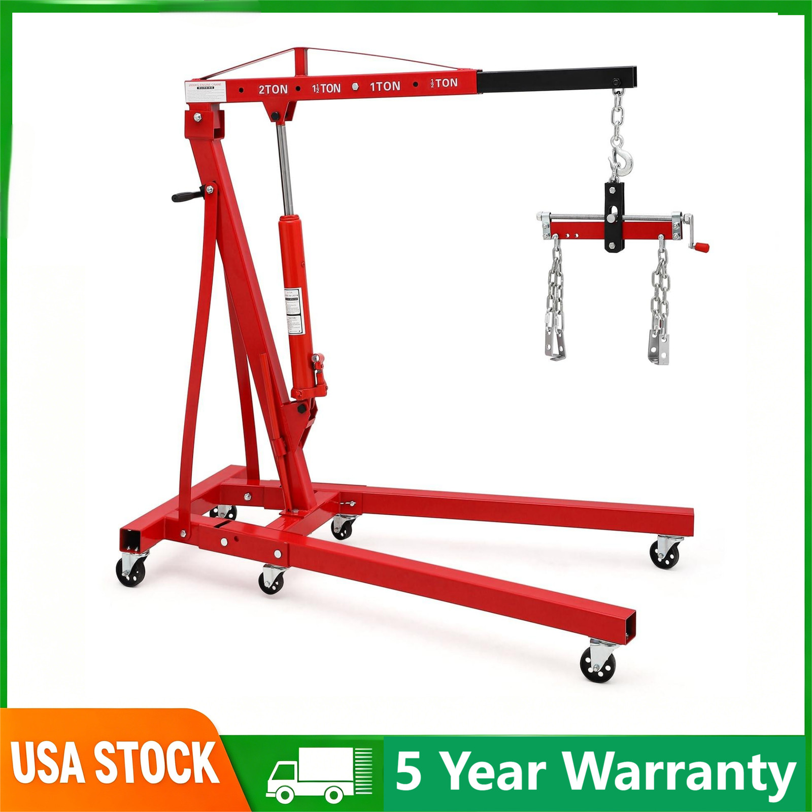2 Ton Engine Hoist 4400LBS Folding,Heavy Duty Hydraulic Cherry Picker Shop Crane