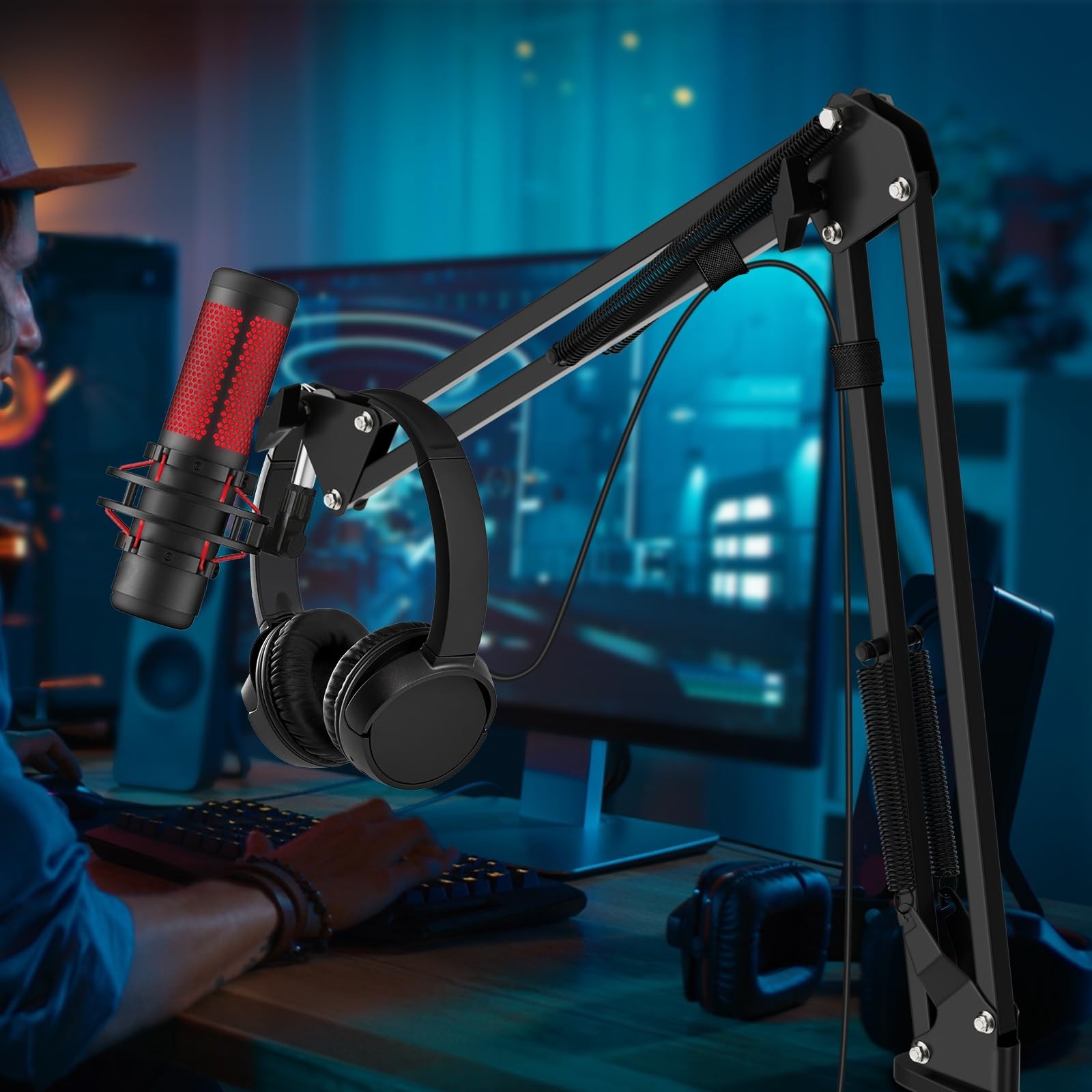 K KASONIC Adjustable Desktop Microphone Stand Compatible HyperX Broadcast Studio