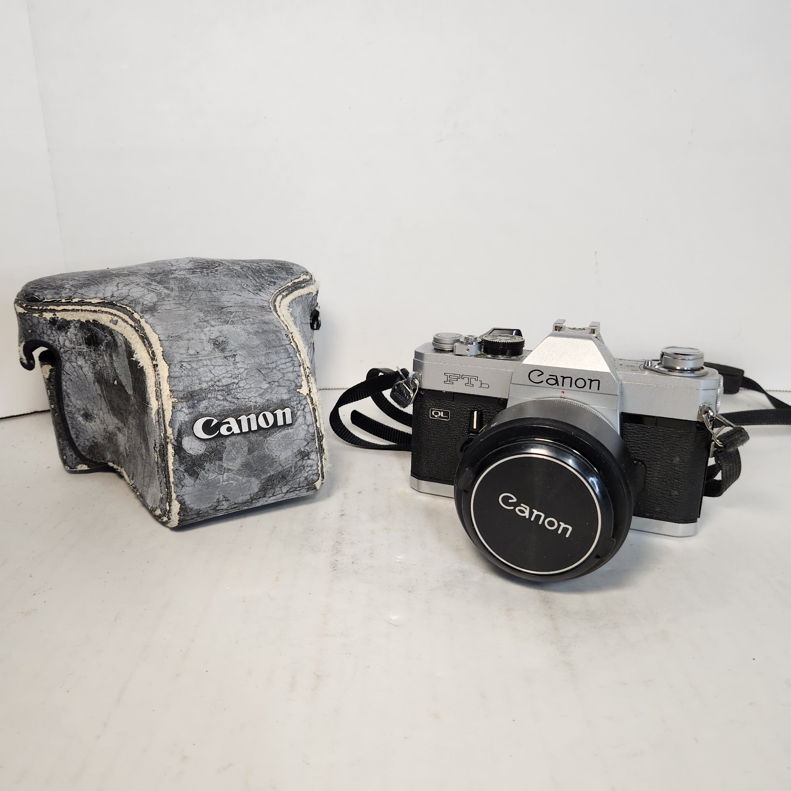Canon FTb QL 35mm SLR Film Camera FD 50mm f1.8 S.C. SC Lens &Leather Case Tested