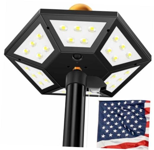 Flag Pole Light Solar Powered, 2026 New Upgraded Solar Flag Pole Light Black