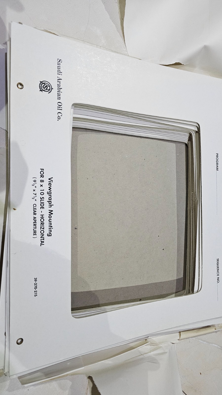 SAUDI ARABIAN OIL CO. VIEWGRAPH MOUNTING 8×10 SLIDE 50 PIECES