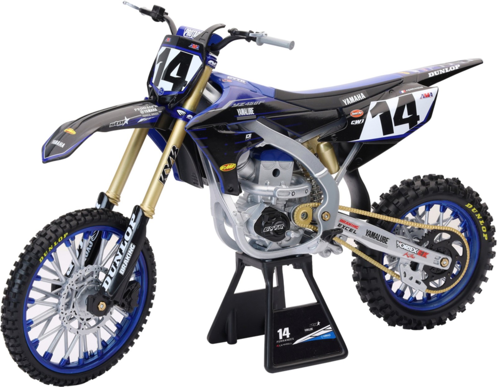 NewRay 1:6 Scale Toy Yamaha Factory Team YZ450 Dylan Ferandis #14 Dirt Bike