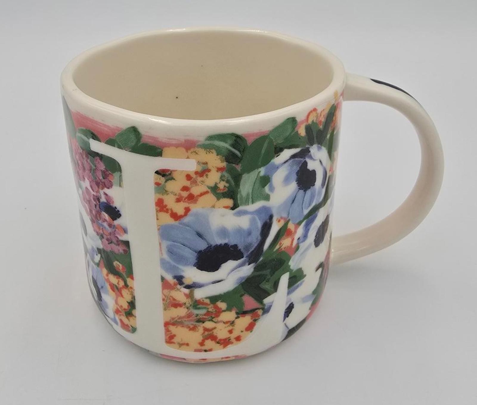 Anthropologie Monogram Floral Mug - Initial "L"