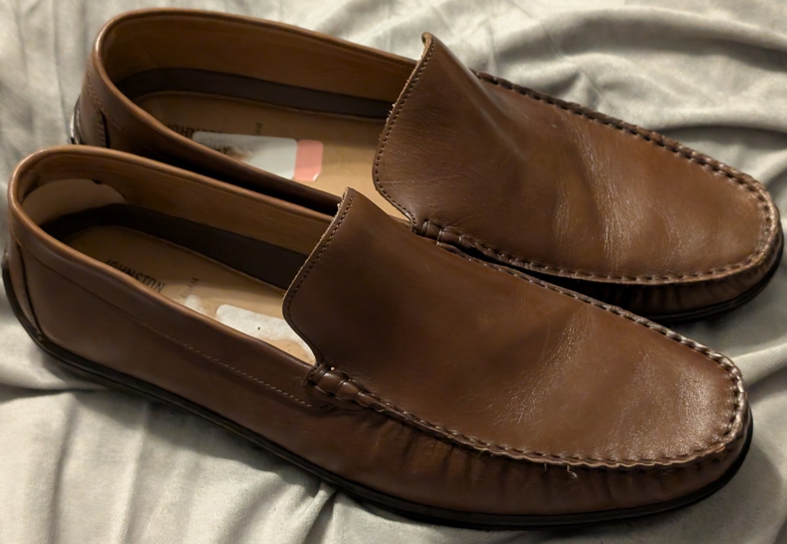 Johnston & Murphy Loafers Shoes Mens Size  14 M Nichols Venetian Tan Full Grain