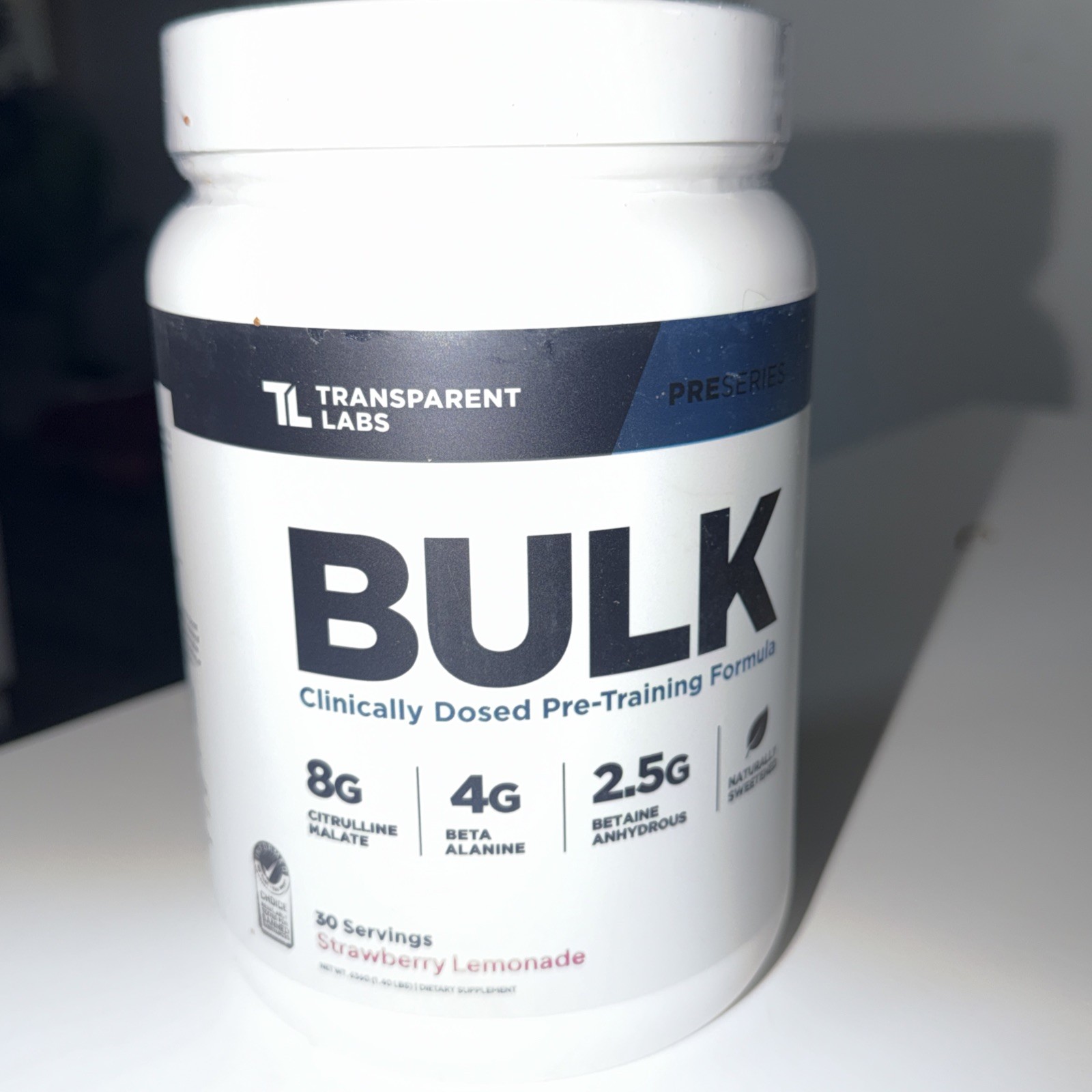 Transparent Labs BULK Pre-Workout Suppl 30 Svgs Strawberry LimonadaFree Shipping
