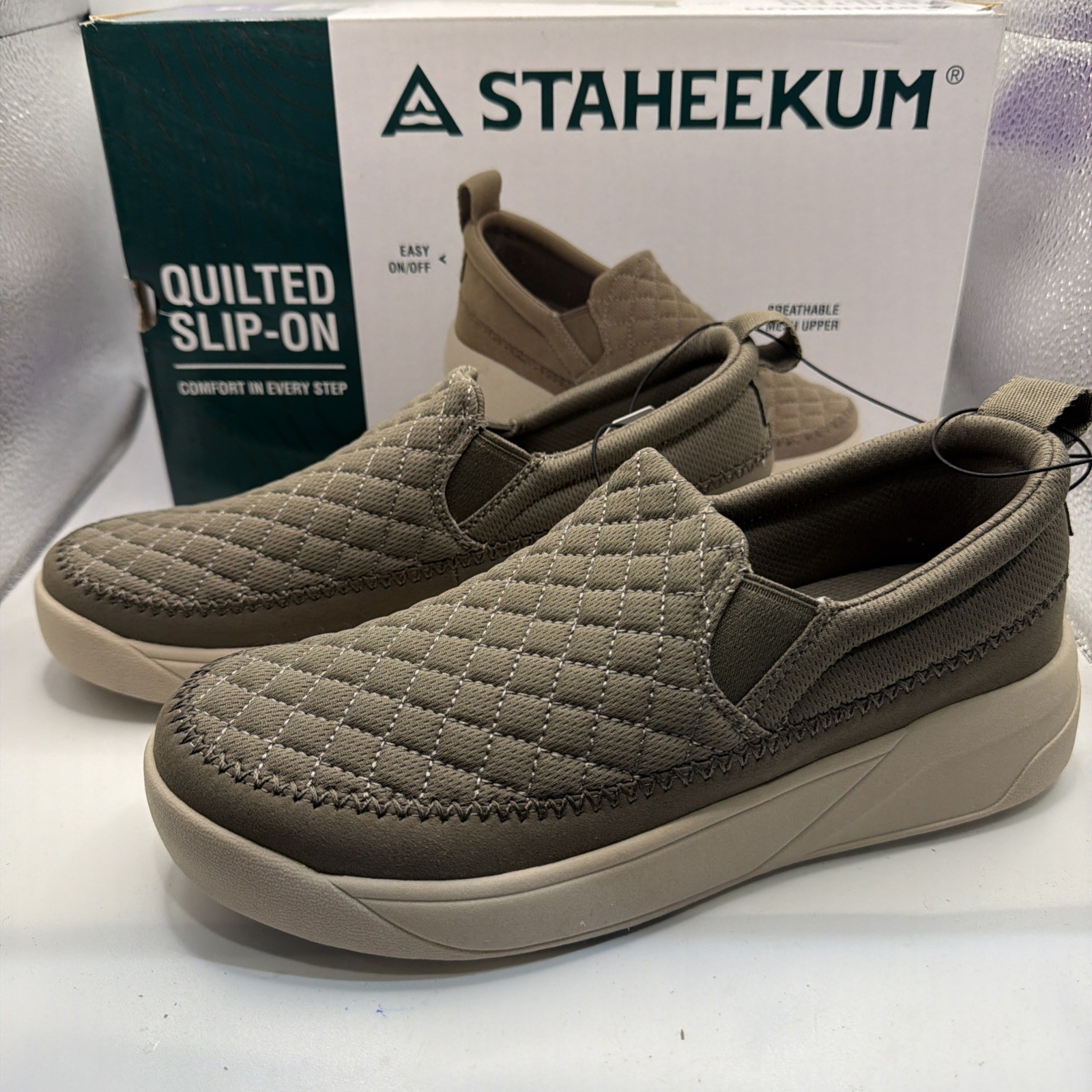 Staheekum Quilted Slip-On Shoes Women's Taupe Low Top Round Toe Comfort - 10