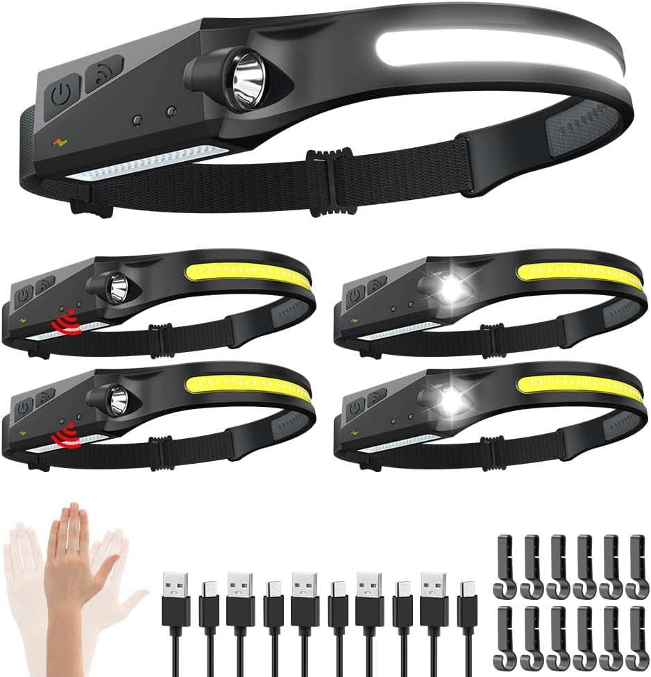 Rechargeable Headlamp 5PCS 230 Wide Beam Motion Sensor