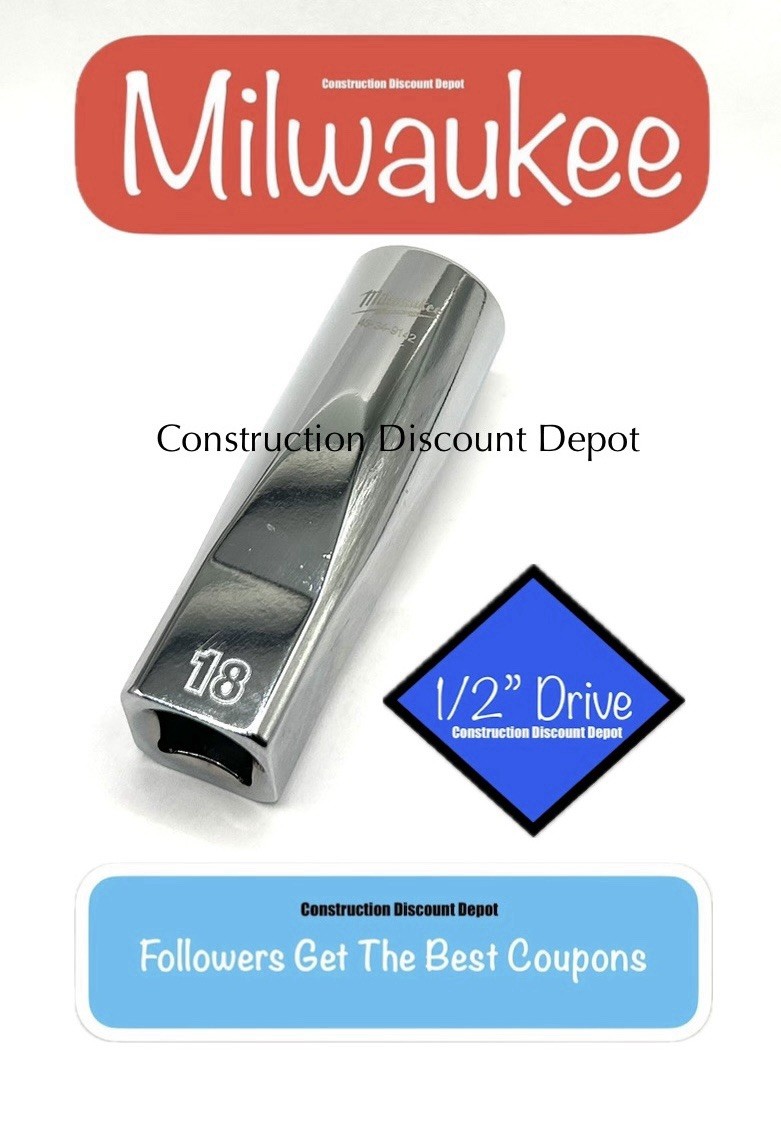 Milwaukee 18mm 1/2" Drive METRIC 6 Point Standard Deep Socket 45-34-9142 18 MM