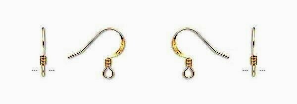 50 (25 pairs) GOLD Plated Stainless Flat FRENCH HOOKS  Ear Wires Coil 21ga 21g