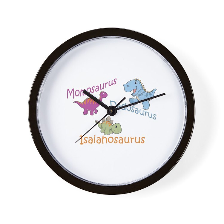 CafePress Mom, Dad & Isaiahosaurus 10" Wall Clock (218489515)