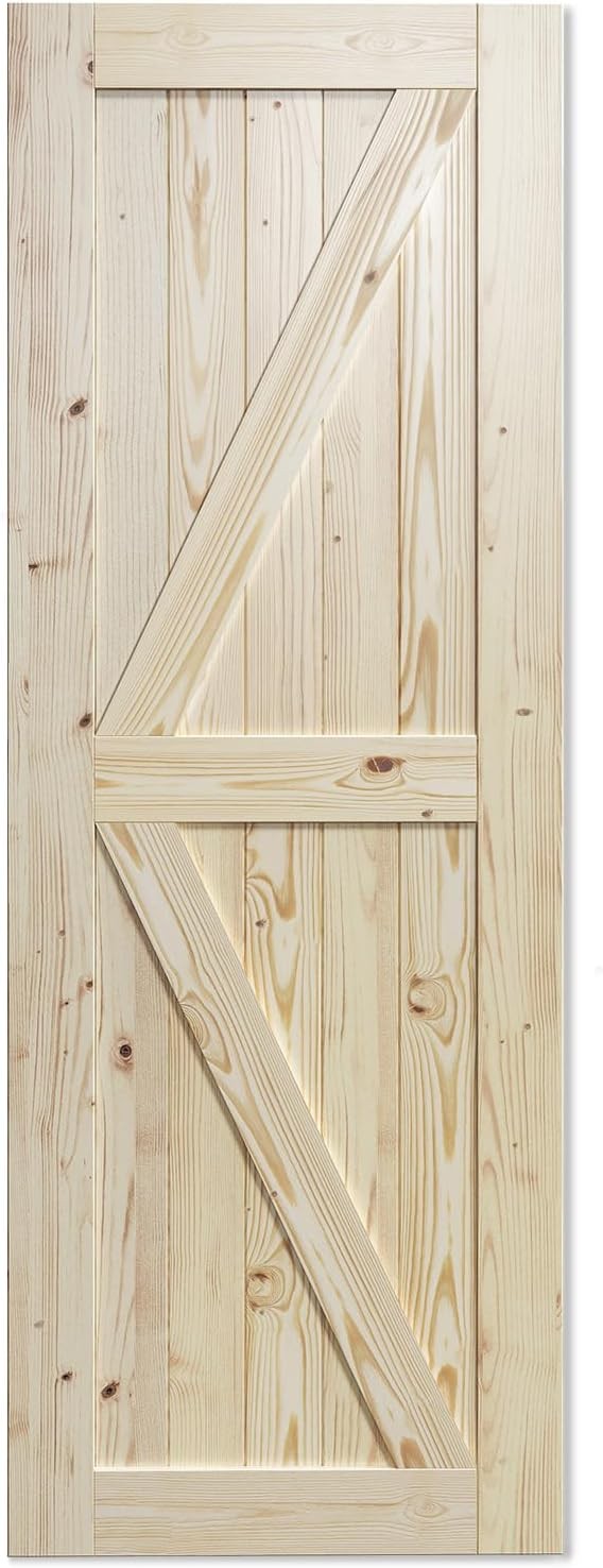 SmartStandard 32in x 84in Sliding Barn Wood Door Pre-Drilled Ready to Assemble