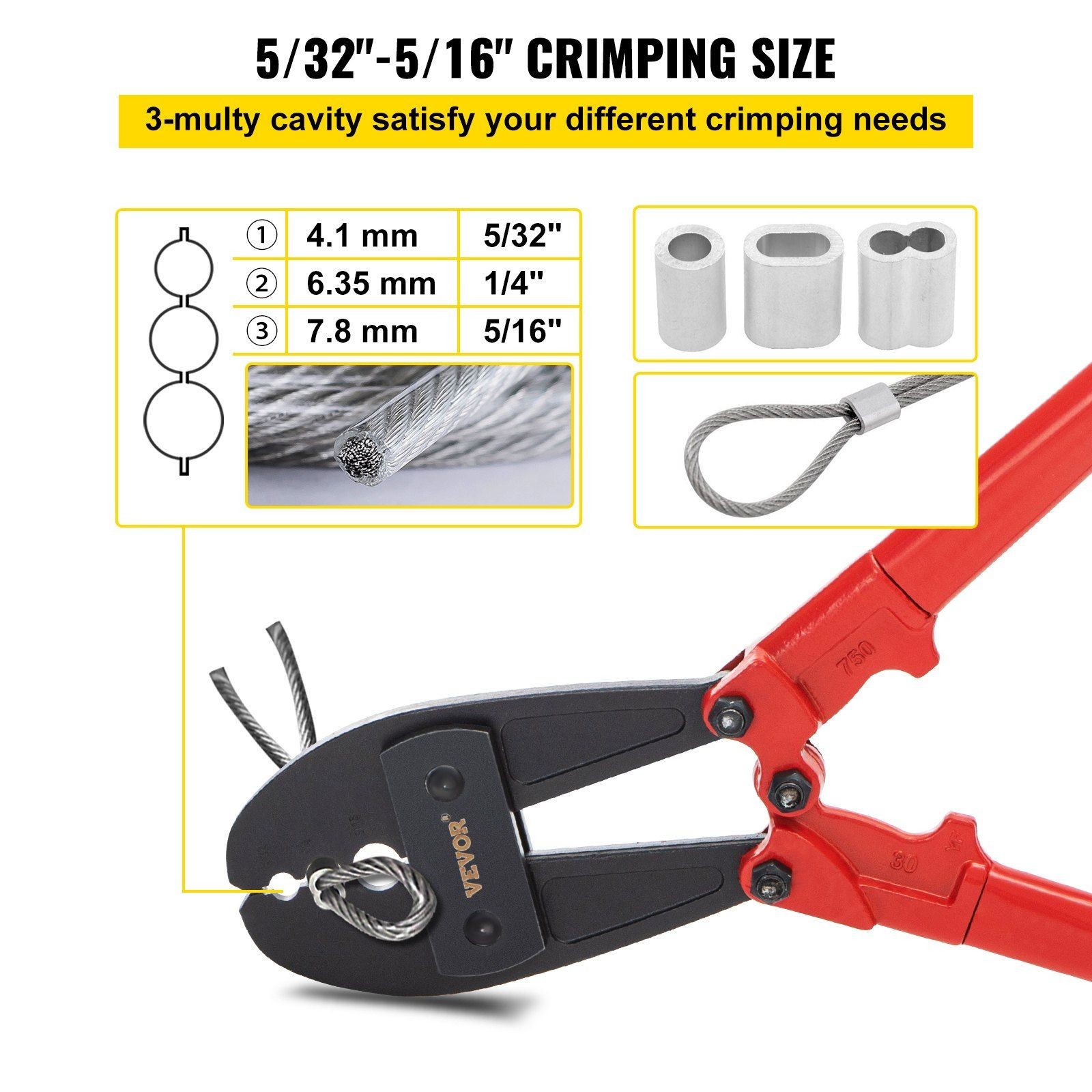 30in Rugged Hand Swager 5/32"-5/16" Corrosion Resistant