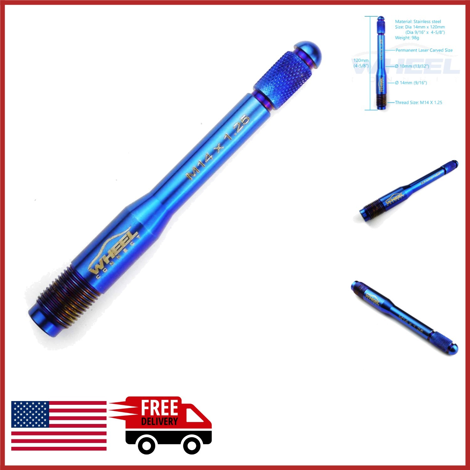 Tire Changing Tool Wheel Alignment Pin M14X1.25 for Cars with Lug Bolts