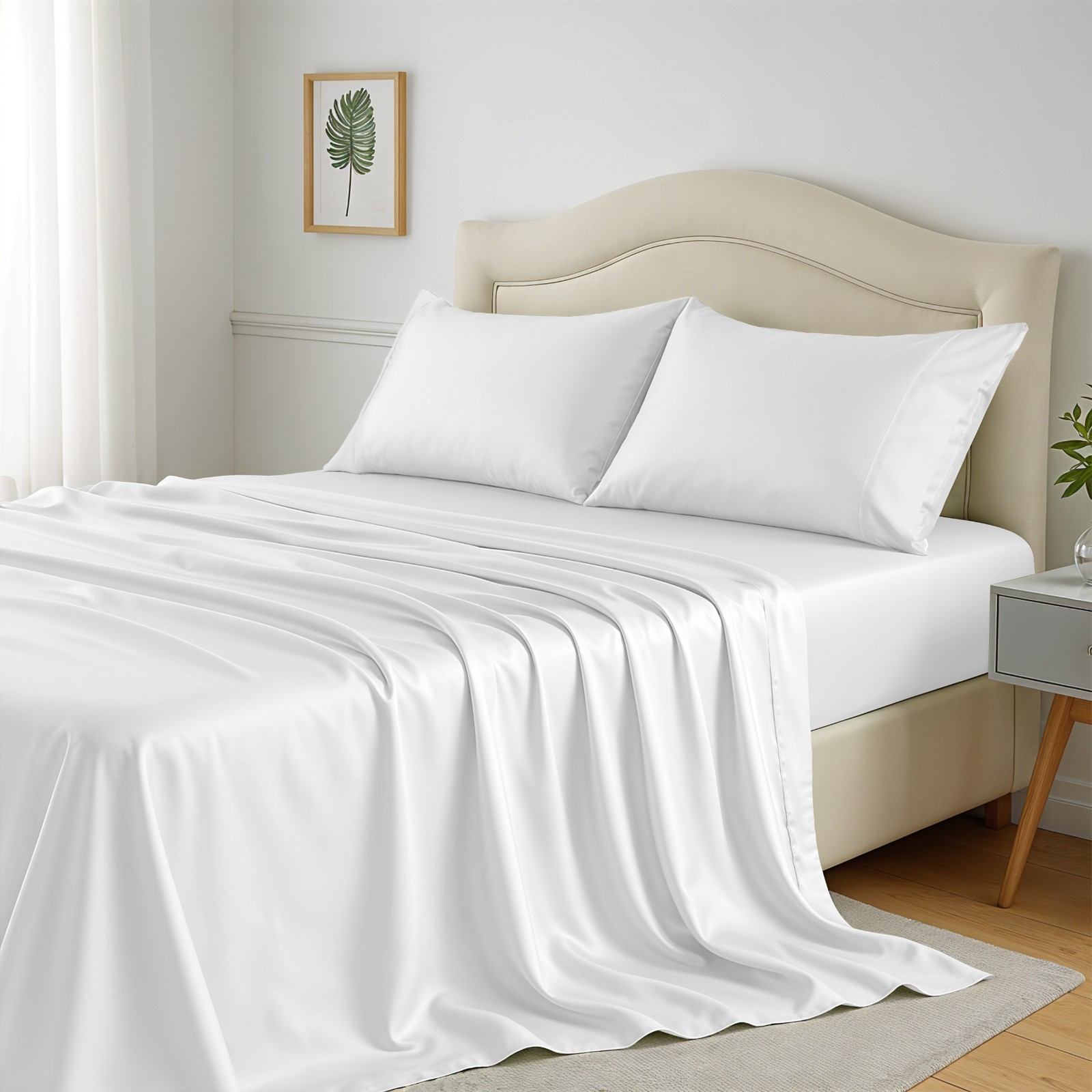 4PC 100% Bamboo Viscose Sheet Set Cooling Deep Pocket 16" Soft Luxury Bed Sheets