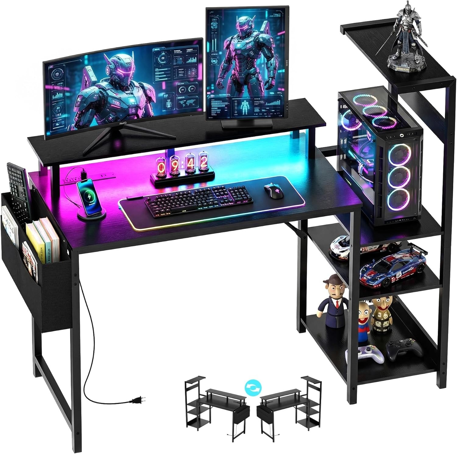 Mesa Escritorio para Computadora con Luces LED Gaming Desk Gamer para PC NUEVO