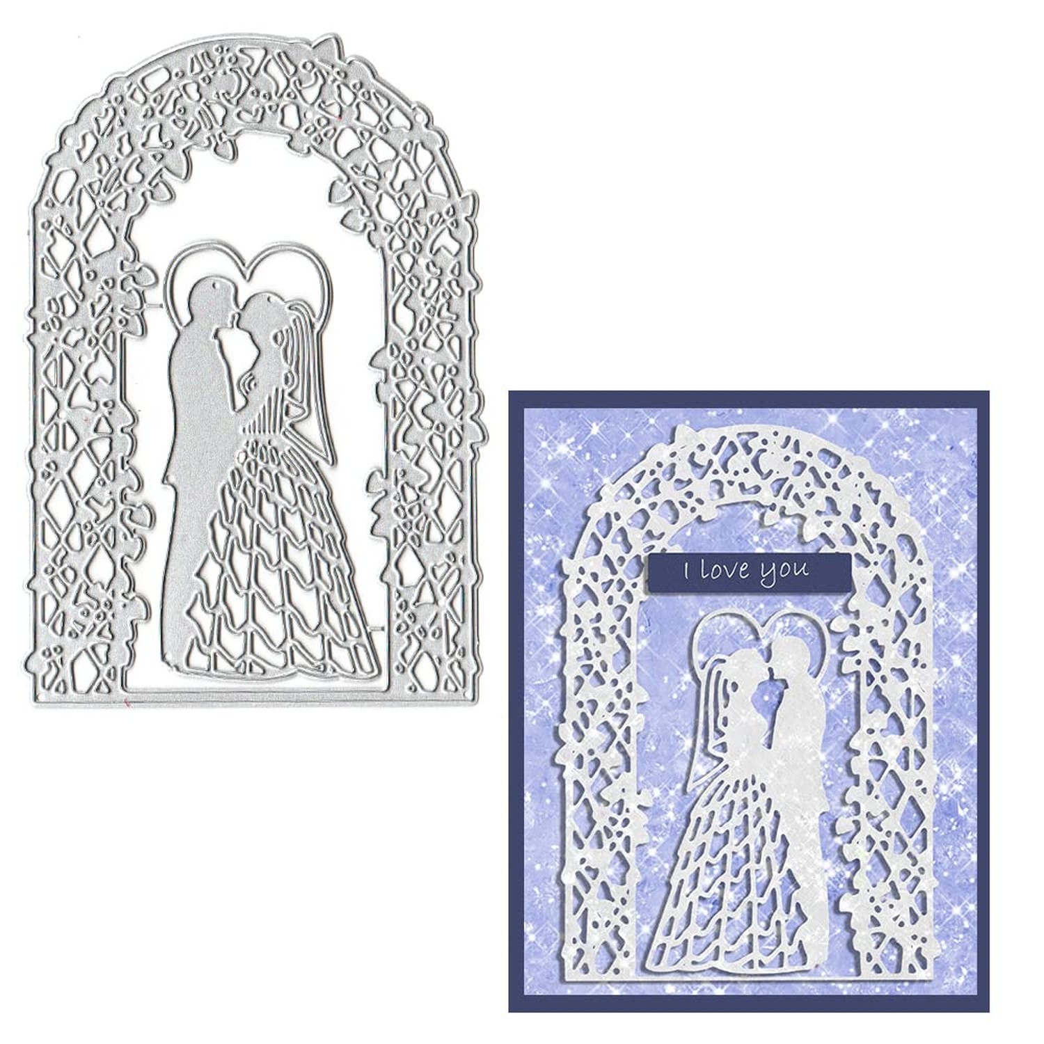 Wedding Frame Cutting Dies Couple Background Die Cuts for Card Making, Weddin...