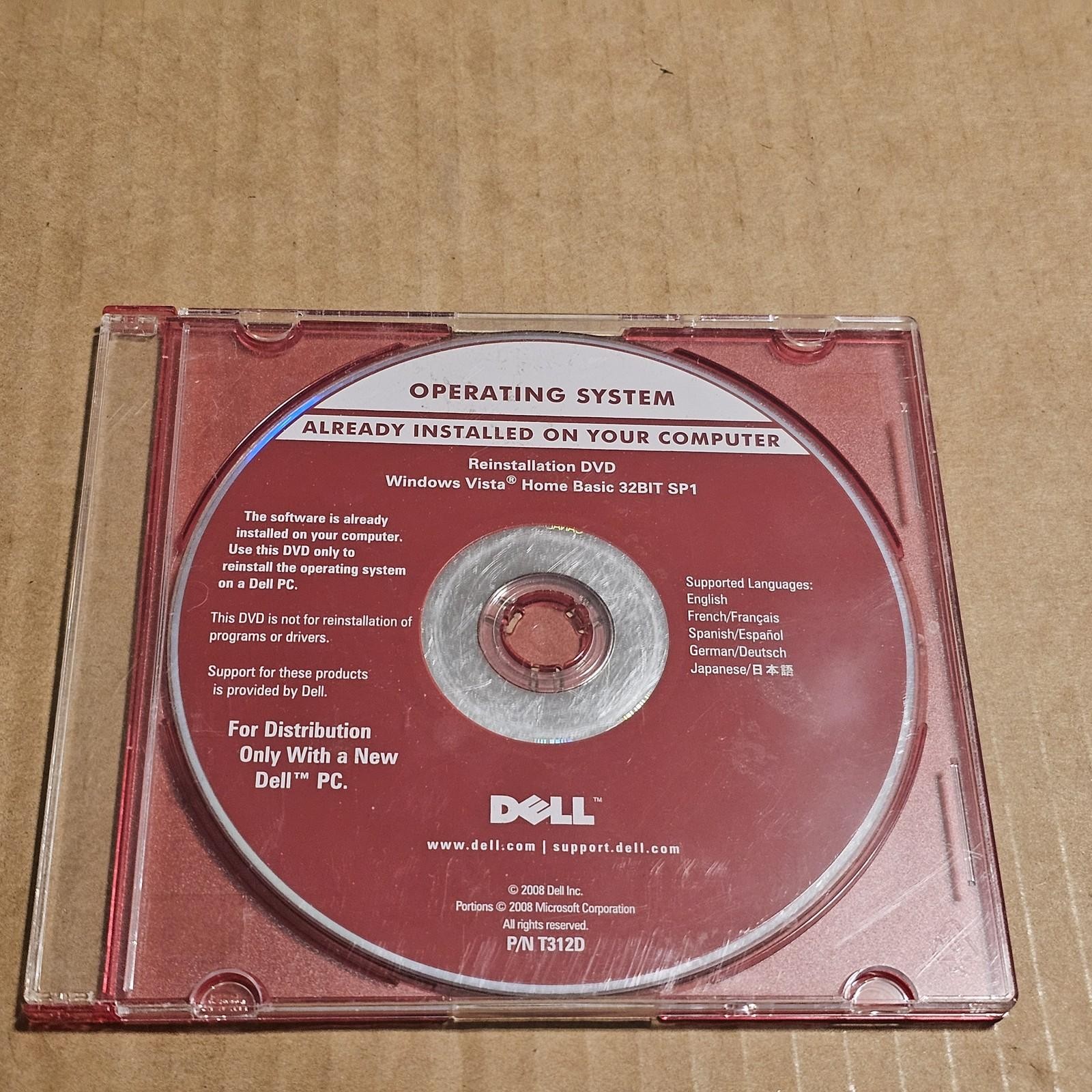 Dell Windows Vista Home Basic 32-Bit SP1 Reinstallation DVD OEM