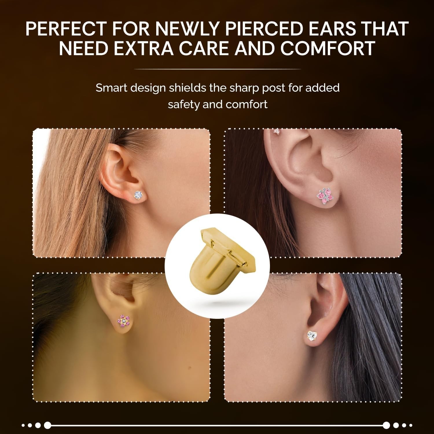 Secure Gold-Plated Earring Backs - Perfect for Sensitive Skin (4 Count)