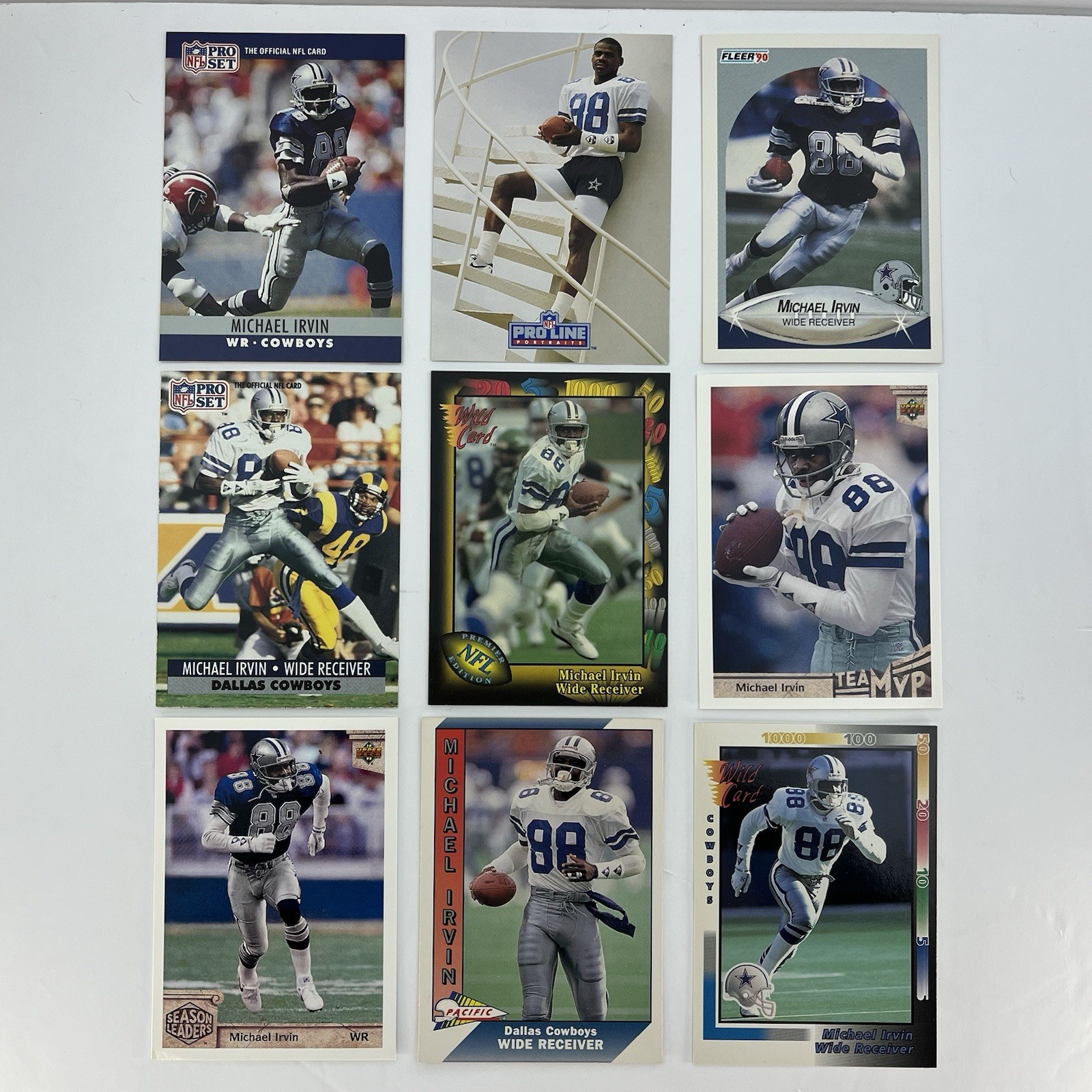 Michael Irvin Dallas Cowboys Football Cards Lot 1991 Wild Card Upper Deck Fleer
