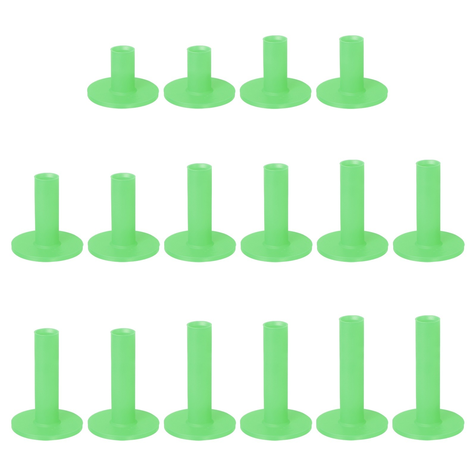Rubber Golf Tees for Mats, 8Size& 16Pcs& Green Unbreakable Golf Training Tees