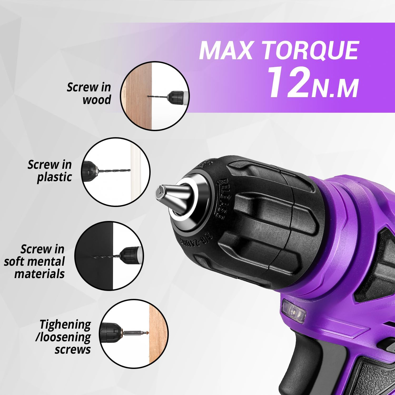 Tool Set: Tool Kit with 8V Cordless Drill, Hand Toolbox with Storage Case, Tool