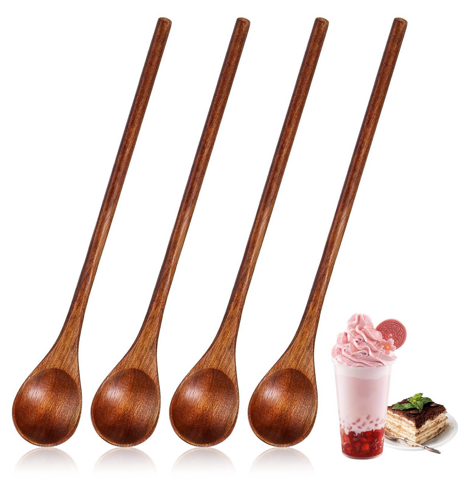 4 Pcs Wooden Spoons for Honey, 7.87 Inch Wooden Honey Spoon, Natural Wood Cof...