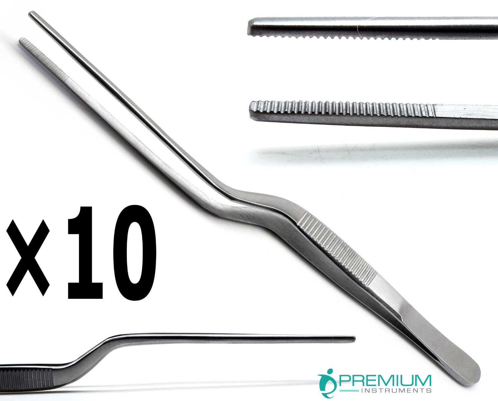 10× Adson Bayonet Forceps 16 cm Surgical Tweezers Dressing Serrated 1.7 cm Tip
