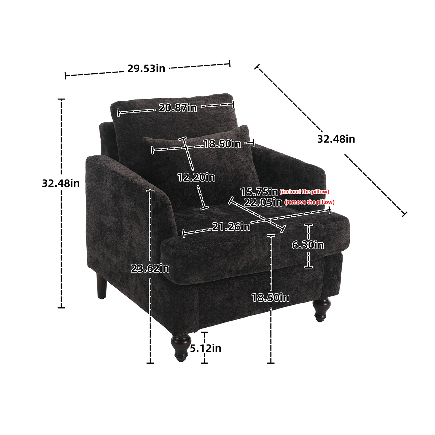 Modern Accent Chair Single Sofa Upholstered Armchair Lounge Chair Club Chair