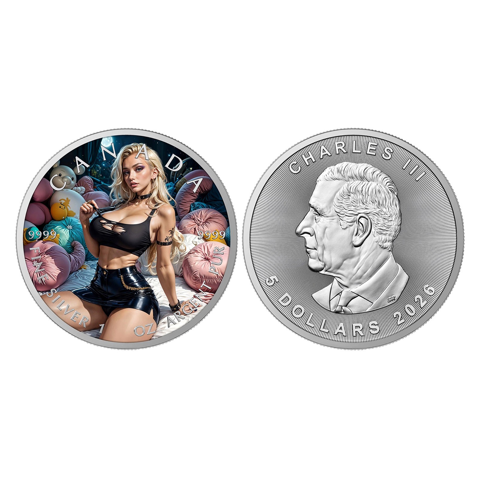 Canada 2026 Pillow Fight Naughty Sexy Temptation Girl Silver-plated coins
