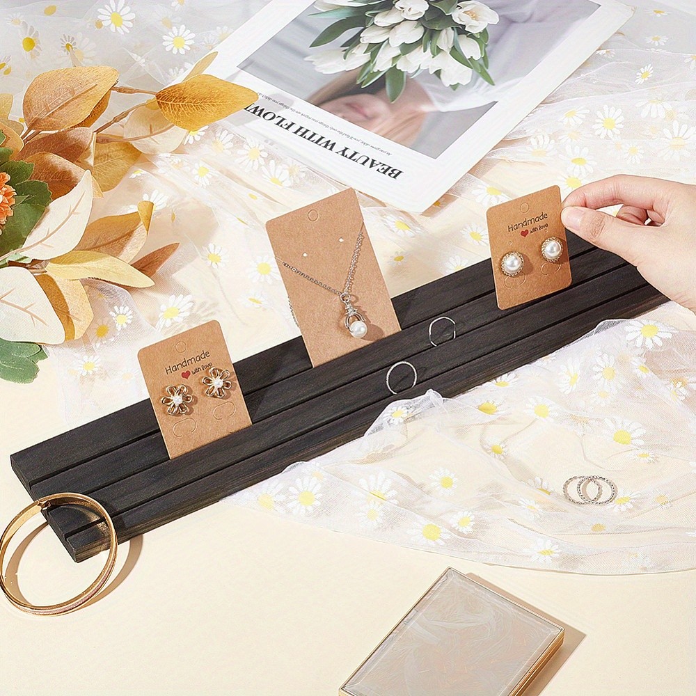 1pc 3-Slot Rectangle Wood Earring Display Card Stands for Earring Organizer