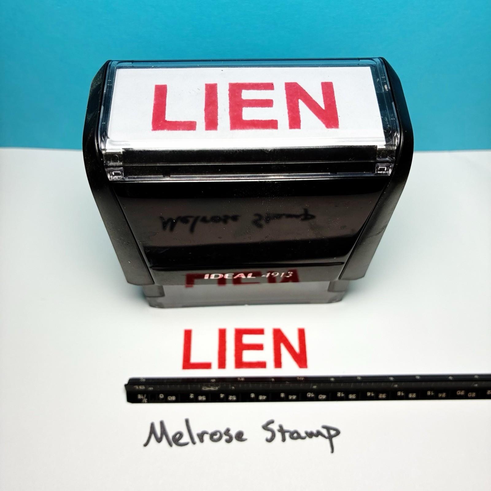 Lien Rubber Stamp Red Ink Self Inking Ideal 4913
