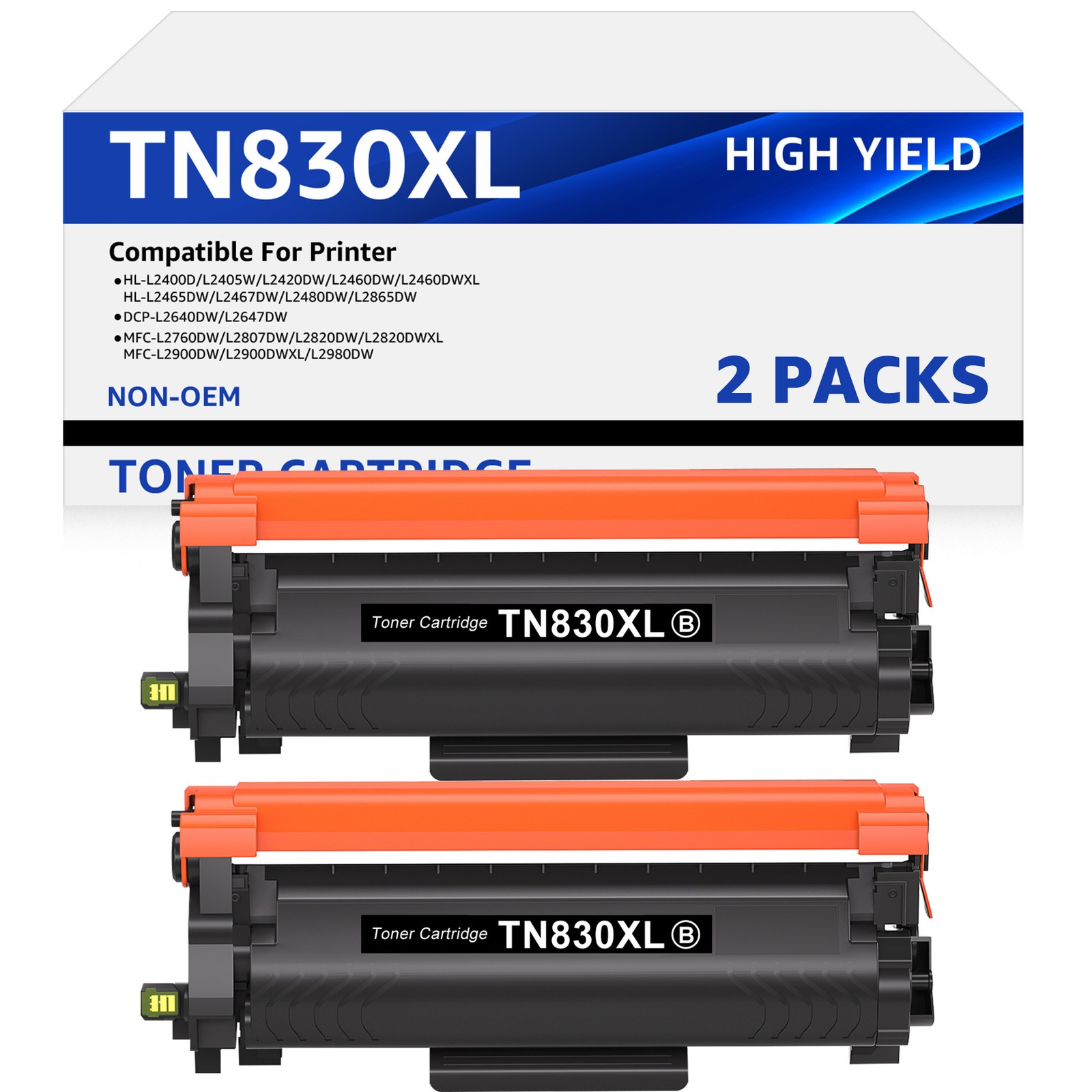 2Pack TN830XL Toner Cartridges For Brother DCP-L2640DW HL-L2640W Printer 830XL
