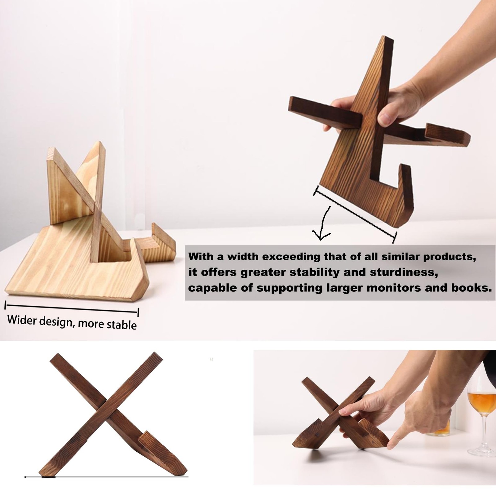 Solid Wood Tablet Computer Stands Compatible for Echo Show 15,Echo Show 21,Su...