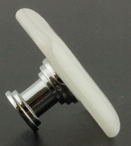 1-1/2" Handcrafted Glass Knob White with Chrome
