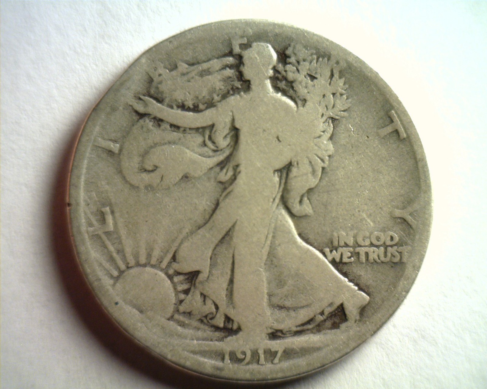 1917-D REVERSE WALKING LIBERTY HALF GOOD G NICE ORIGINAL COIN FROM BOBS COINS