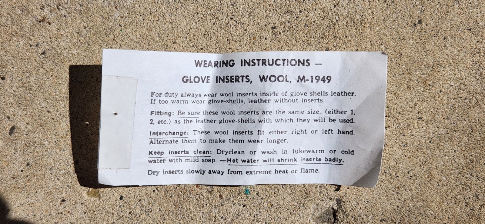 M1949 Wool Glove Inserts